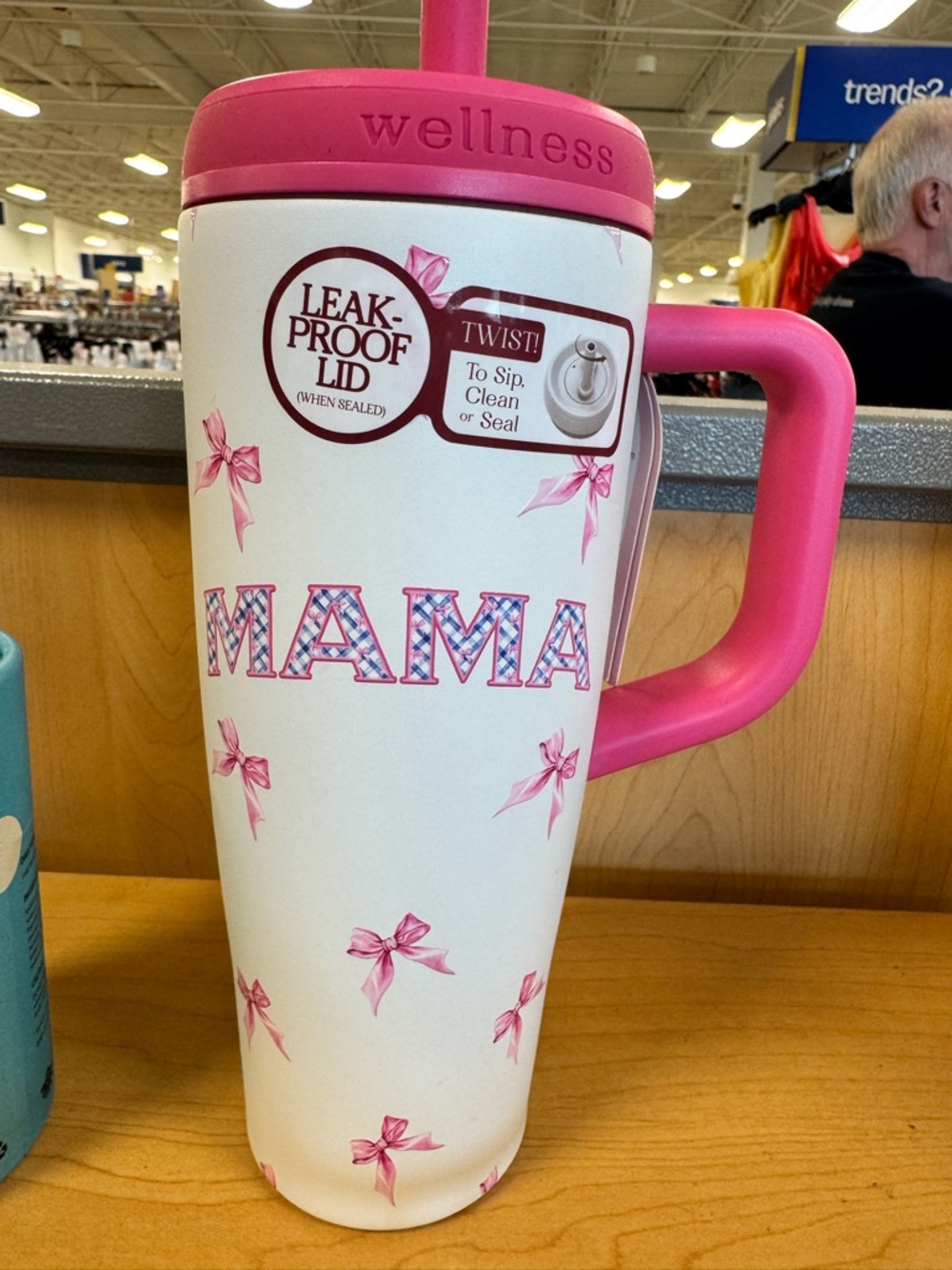 Wellness Pink "MAMA" Travel Tumbler with Handle